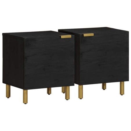 Tables de chevet 2 pcs noir 40x33x46 cm bois de manguier solide 624941624941