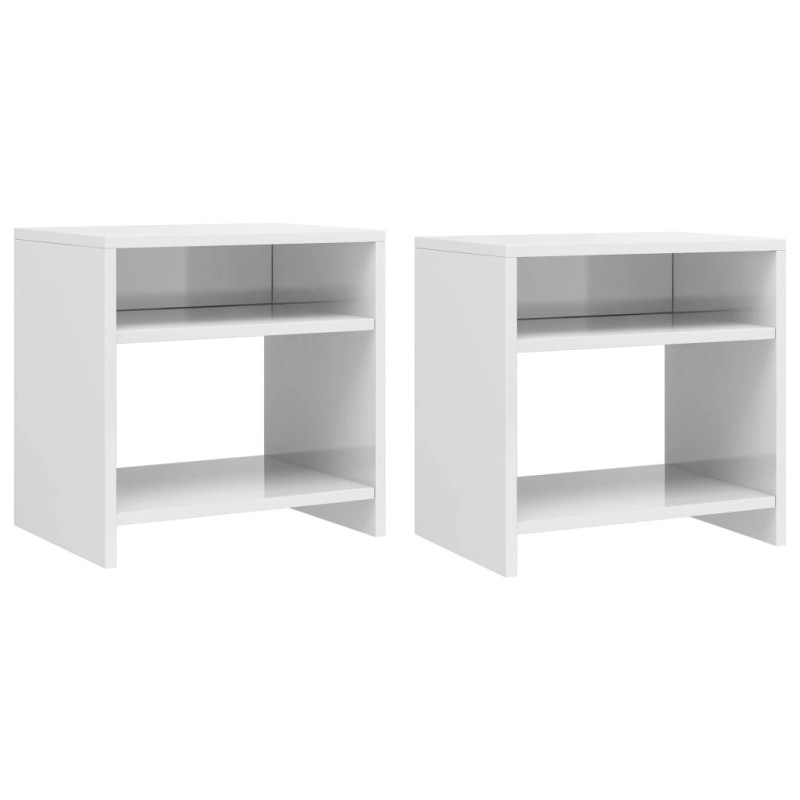 Tables de chevet 2pcs Blanc brillant 40x30x40cm bois ingénierie 624942624942