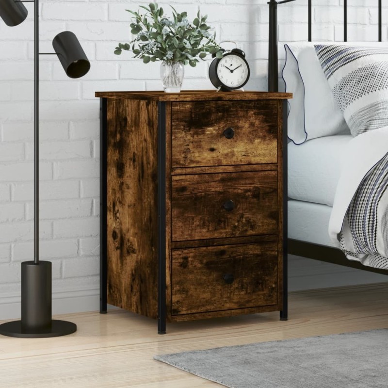Table de chevet chêne fumé 40x36x60 cm bois d'ingénierie 624948624948