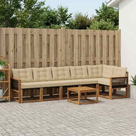 Ensemble de canapés d'extérieur 7 pcs Naturel et Beige 624950624950