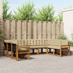 Ensemble de canapés d'extérieur 9 pcs Naturel et Beige 624954624954