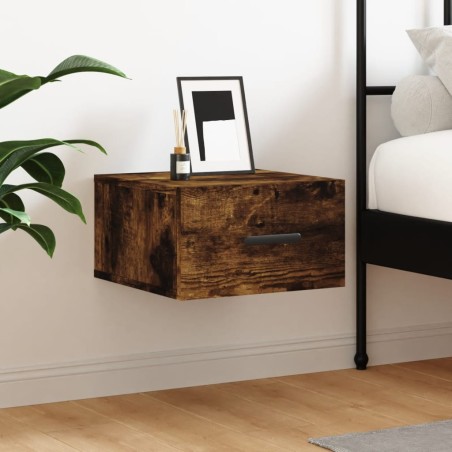 Table de chevet murale chêne fumé 35x35x20 cm 624956624956