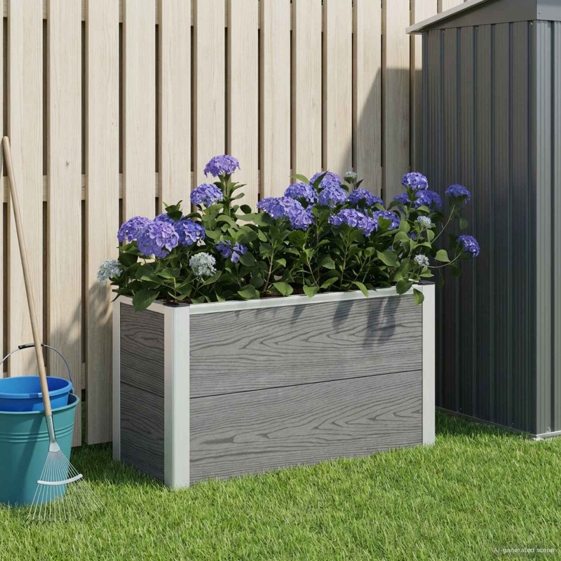 Jardinière surélevée Gris 75 x 30 x 42 cm WPC et Aluminium 624960624960