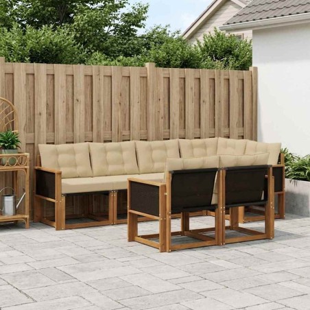 Ensemble de canapés d'extérieur 7 pcs Naturel et Beige 624963624963
