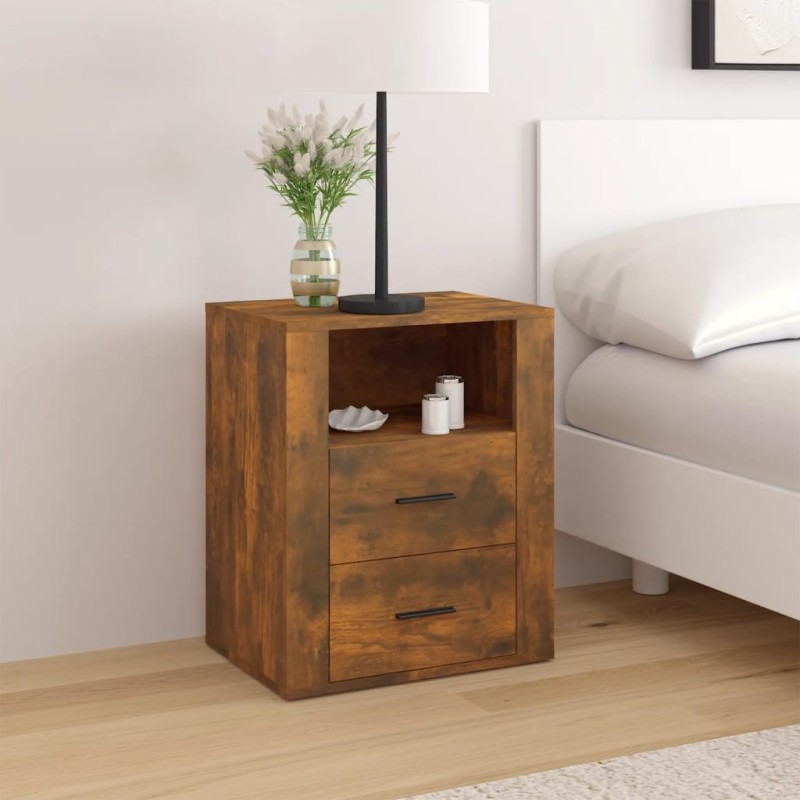Table de chevet Chêne fumé 50x36x60 cm Bois d'ingénierie 624966624966