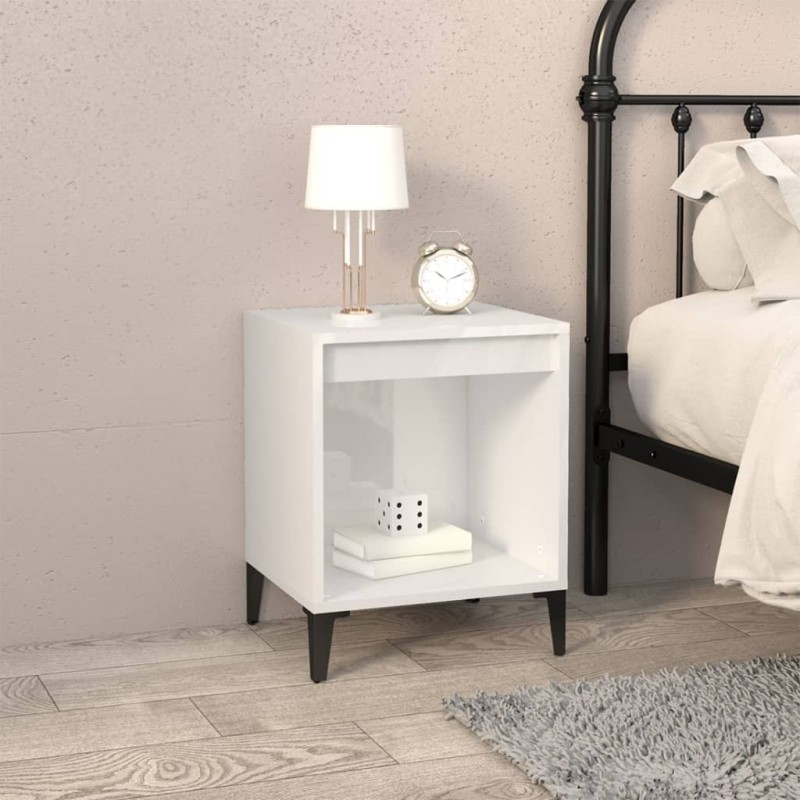 Table de chevet Blanc brillant 40x35x50 cm 624968624968