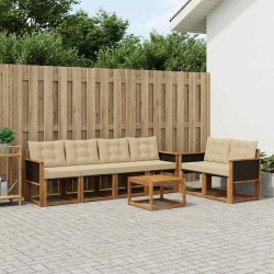 Ensemble de canapés d'extérieur 7 pcs Naturel et Beige 624969624969