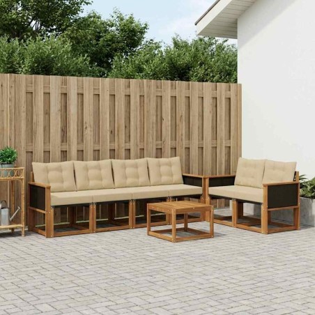 Ensemble de canapés d'extérieur 7 pcs Naturel et Beige 624969624969