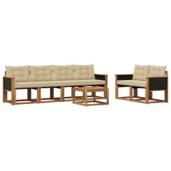 Ensemble de canapés d'extérieur 7 pcs Naturel et Beige 624969624969