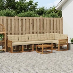 Ensemble de canapés d'extérieur 7 pcs Naturel et Beige 624972624972