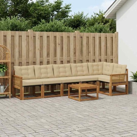 Ensemble de canapés d'extérieur 7 pcs Naturel et Beige 624972624972