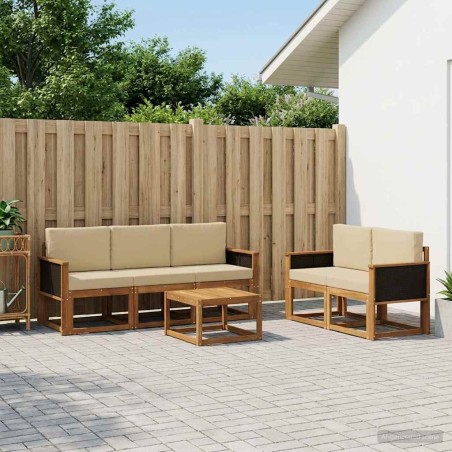 Ensemble de canapés d'extérieur avec coussin 6 pcs Naturel 624977624977