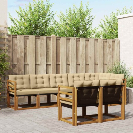 Ensemble de canapés d'extérieur 8 pcs Naturel et Beige 624979624979