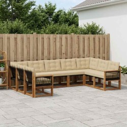 Ensemble de canapés d'extérieur 9 pcs Naturel et Beige 624980624980