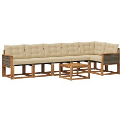 Ensemble de canapés d'extérieur 7 pcs Naturel et Beige 624987624987