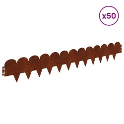 Bordure de Pelouse 50 pcs 103 x 15 cm Acier Rouillé 624993624993