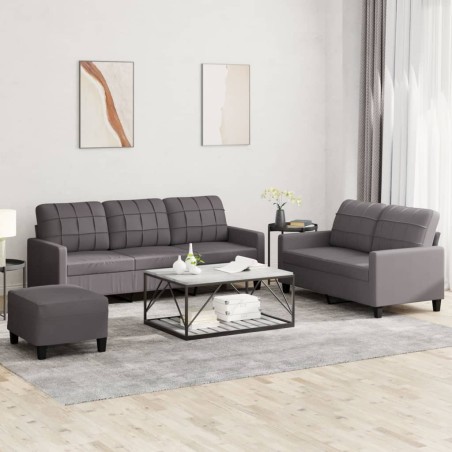 Ensemble de canapés 3 pcs avec coussins Gris Similicuir 624997624997
