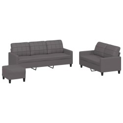 Ensemble de canapés 3 pcs avec coussins Gris Similicuir 624997624997