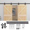 Porte coulissante 2 pcs Naturel et noir Bois de pin massif 624998624998