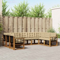 Ensemble de canapés d'extérieur 9 pcs Naturel et Beige 625003625003