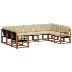 Ensemble de canapés d'extérieur 9 pcs Naturel et Beige 625003625003