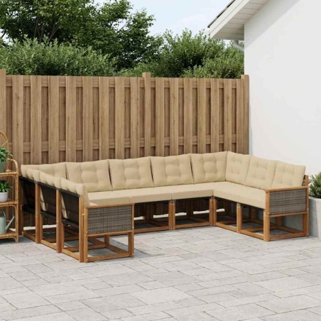 Ensemble de canapés d'extérieur 9 pcs Naturel et Beige 625005625005