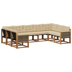 Ensemble de canapés d'extérieur 9 pcs Naturel et Beige 625005625005