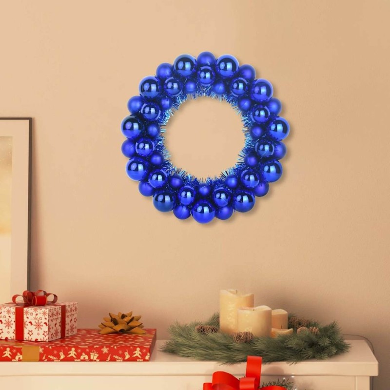 Couronnes de Boules de Noël 2 pcs Bleu 33 x 33 x 7 cm 625006625006
