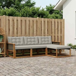 Ensemble de canapés d'extérieur 4 pcs Naturel et gris clair 625008625008