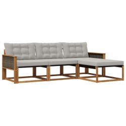 Ensemble de canapés d'extérieur 4 pcs Naturel et gris clair 625008625008