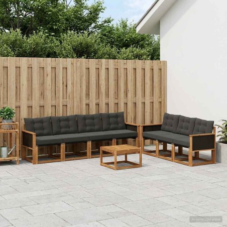 Ensemble de canapés d'extérieur 8 pcs Naturel et noir 625015625015