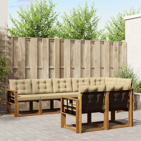 Ensemble de canapés d'extérieur 8 pcs Naturel et Beige 625026625026
