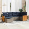 Salon de jardin 6 pcs avec coussins gris résine tressée 625035625035