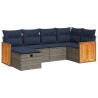 Salon de jardin 6 pcs avec coussins gris résine tressée 625035625035