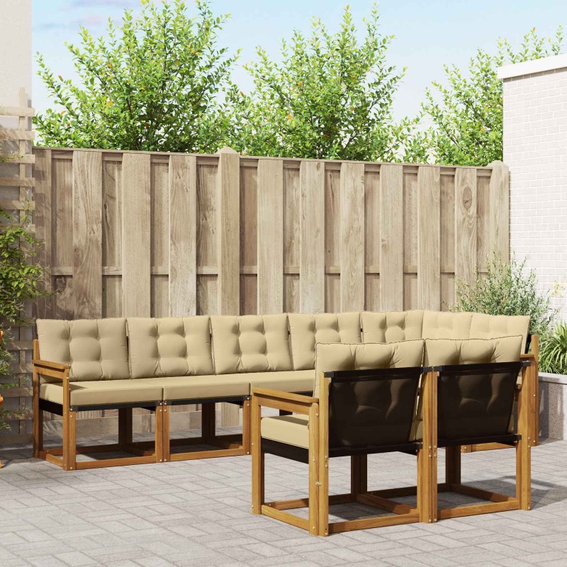 Ensemble de canapés d'extérieur 8 pcs Naturel et Beige 625046625046
