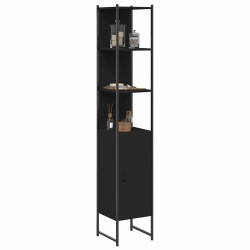 Armoire de salle de bain noir 33x33x185,5 cm bois d'ingénierie 625047625047