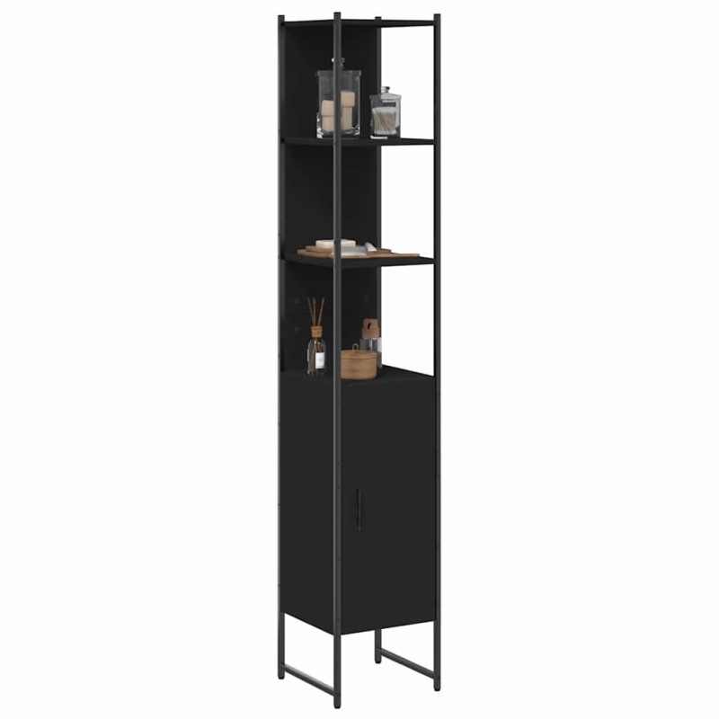 Armoire de salle de bain noir 33x33x185,5 cm bois d'ingénierie 625047625047