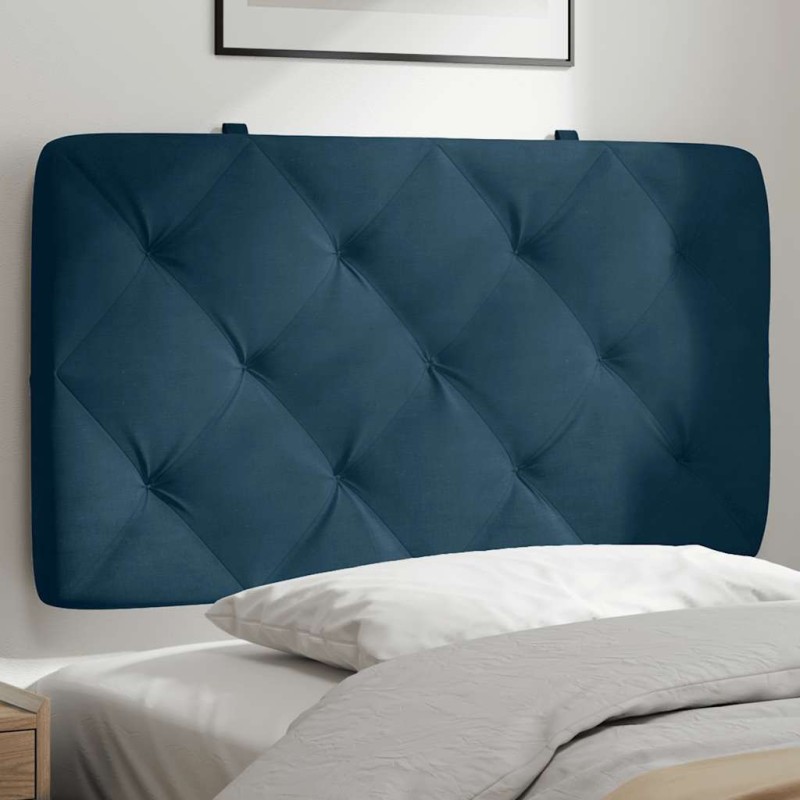 Coussin de tête de lit bleu 80 cm velours 625053625053