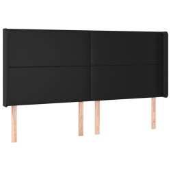 Tête de lit avec oreilles Noir 203x16x118/128 cm Similicuir 625076625076