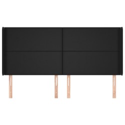 Tête de lit avec oreilles Noir 203x16x118/128 cm Similicuir 625076625076