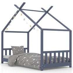 Cadre de lit d'enfant Gris Bois de pin massif 80x160 cm 625077625077