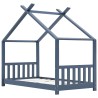 Cadre de lit d'enfant Gris Bois de pin massif 80x160 cm 625077625077