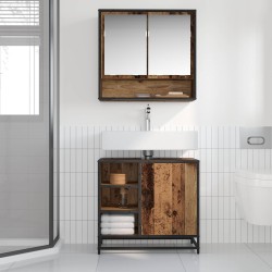 Cabinet de salle de bain avec porte Bois Ancien 65 x 33 x 60 cm 625081625081