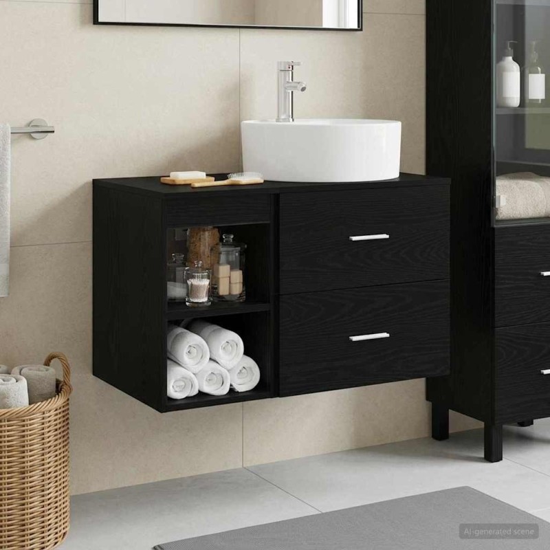 Ensemble de mobilier de salle de bain 2 pcs Chêne noir 625082625082