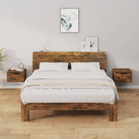Tables de chevet murales 2 pcs Chêne fumé 34x30x20 cm 625083625083