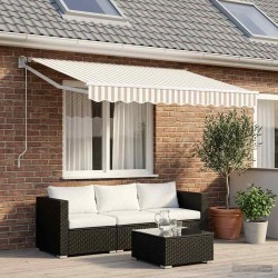 Auvent rétractable Gris clair et blanc 3 x 2,5 m 625087625087