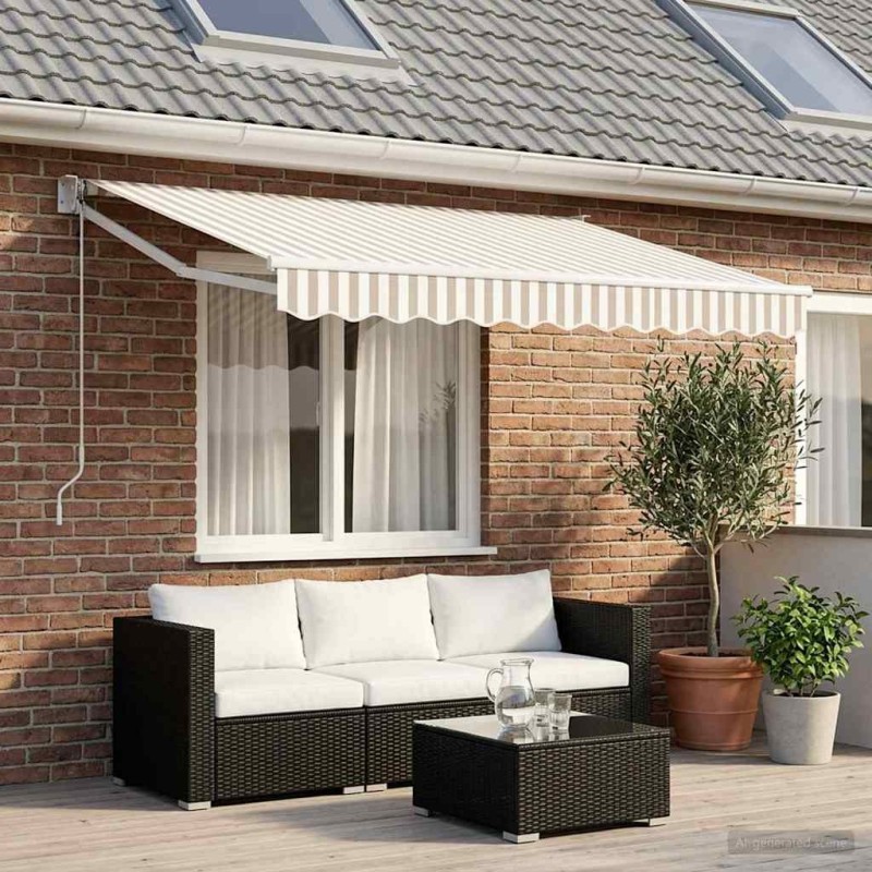 Auvent rétractable Gris clair et blanc 3 x 2,5 m 625087625087