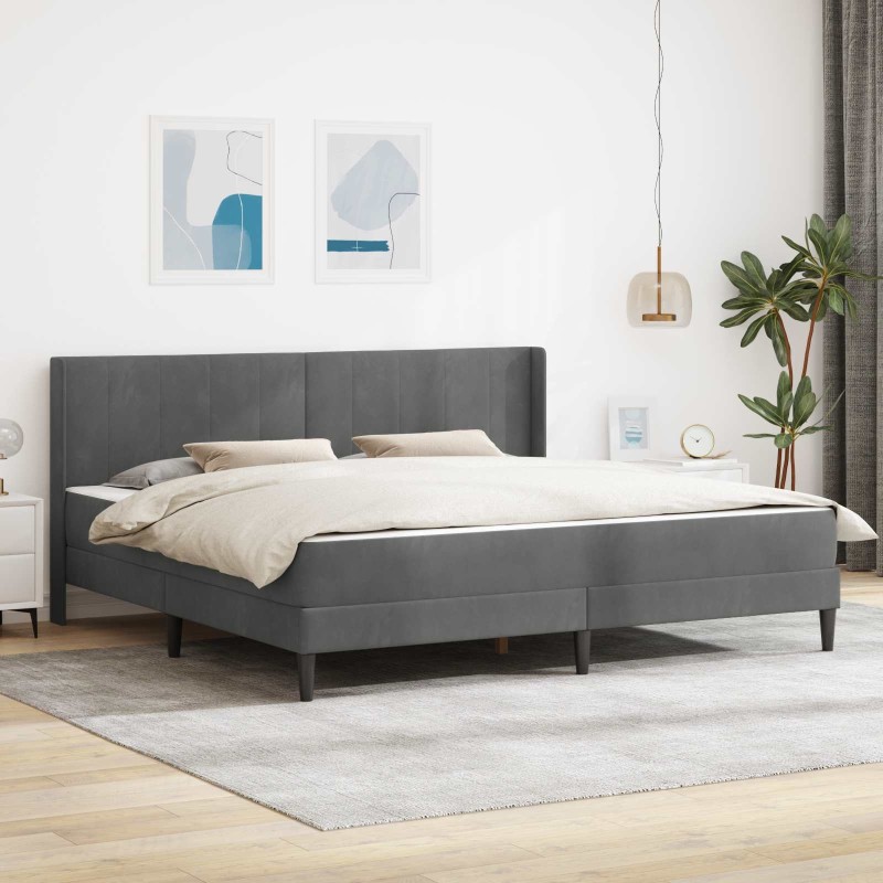 Cadre de lit avec matelas Gris foncé 180 x 200 cm Velours 625089625089