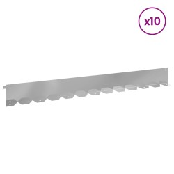 Bordure de Pelouse 10 pcs 102 x 10 x 4 cm Acier Argenté 625092625092