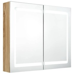 Armoire de salle de bain à miroir LED Chêne 80x12x68 cm 625103625103